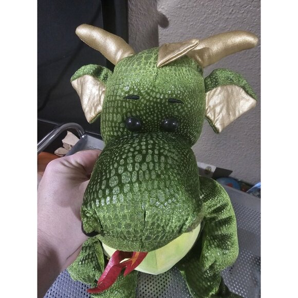 Build A Bear 2010 Year Of The Dragon Green Gold Wings 16" Retired Plush Animal - Picture 2 of 4